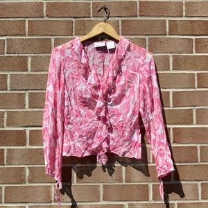 Vintage Worthington Pink Sheer Silk Blouse 6